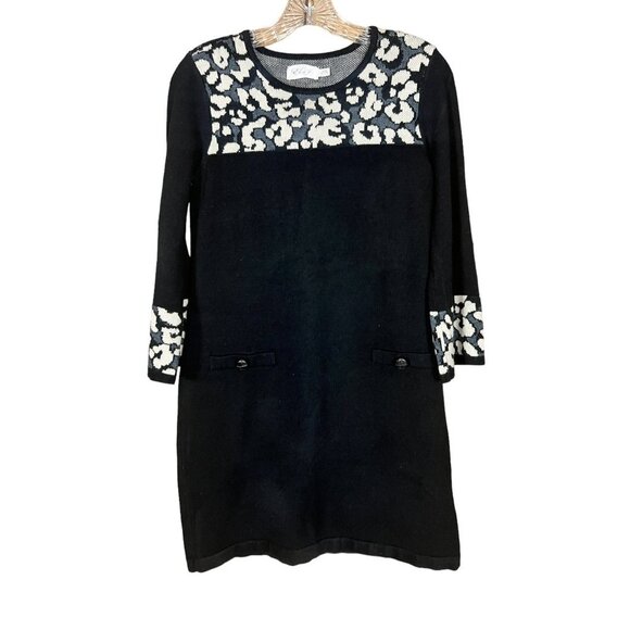 Eliza J Women's Black Mid Length Animal Print Dress - Picture 1 of 7